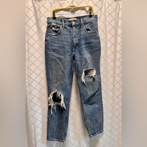 Abercrombie High Rise Distressed Mom Jeans